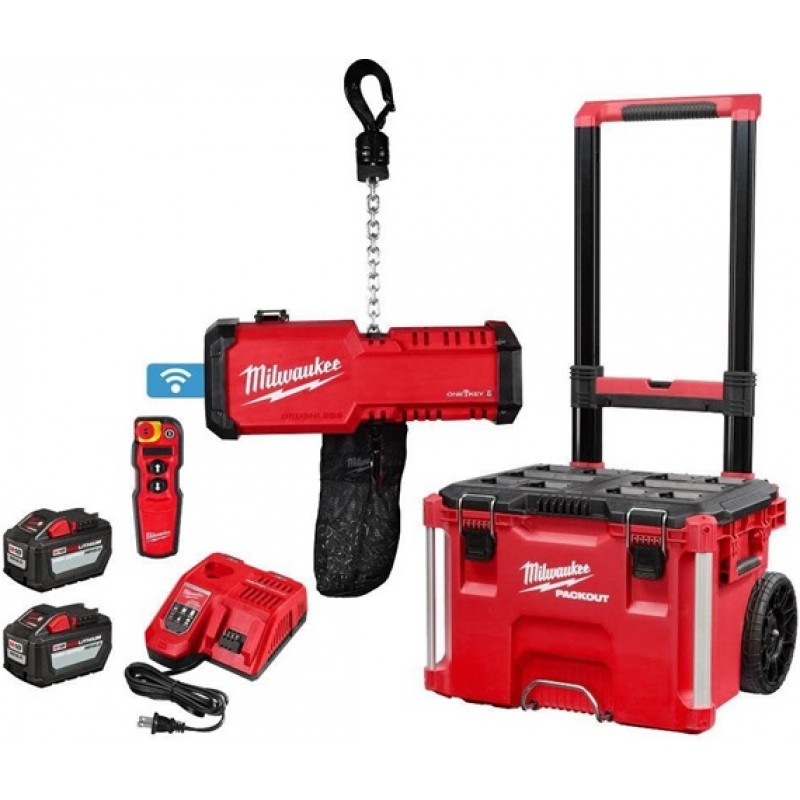 Milwaukee M18 Compact 1 Ton Chain Hoist Kit with O...