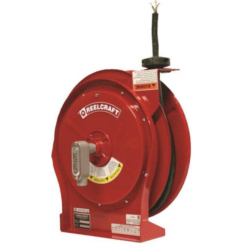 Reelcraft L5700 spring retractable flying lead cord reel 50 foot steel series for workshop, garage, or industrial use