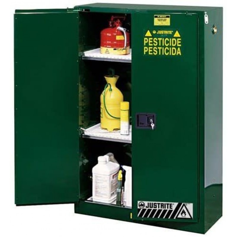 Justrite 45 Gallon Green Steel Green Self Close Pe...
