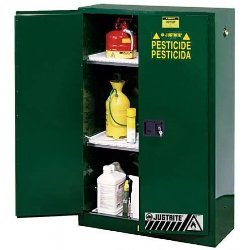 Justrite 45 Gallon Green Steel Manual Close Pestic...