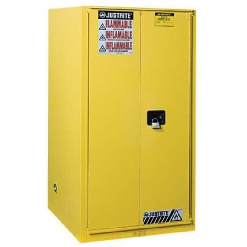 Justrite 90 Gallon Yellow 1 Bi-Fold Door Self Clos...