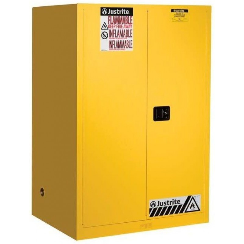 Justrite 90 Gallon Yellow Steel Manual Close Flamm...