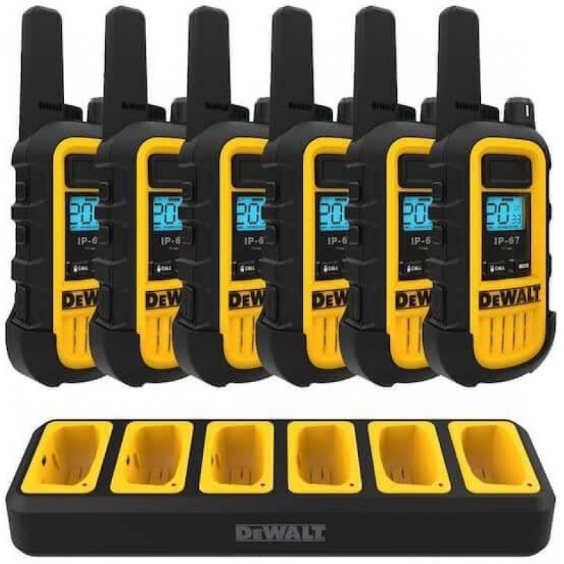 DEWALT Heavy-Duty 2W Walkie Talkies with 6-Port Ga...