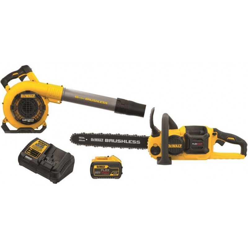 DEWALT 60V MAX Brushless Chainsaw with Blower Comb...