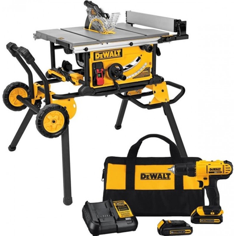 DEWALT 10 Inch Corded Jobsite Table Saw with Rolli...