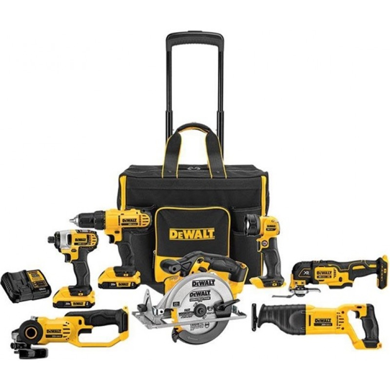 DEWALT 20V MAX Cordless 7-Tool Combo Kit With Larg...