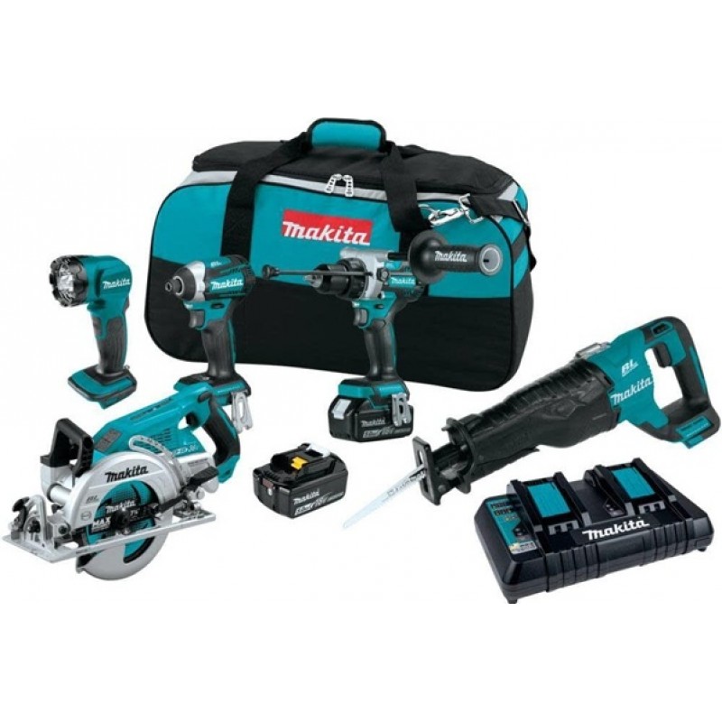 Makita 18V LXT Lithium-Ion Brushless Cordless 5-Pc...