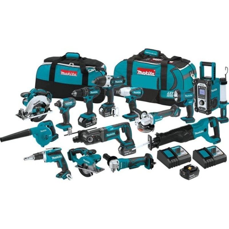 Makita 18V LXT Lithium-Ion Cordless 15-Pc. Combo K...