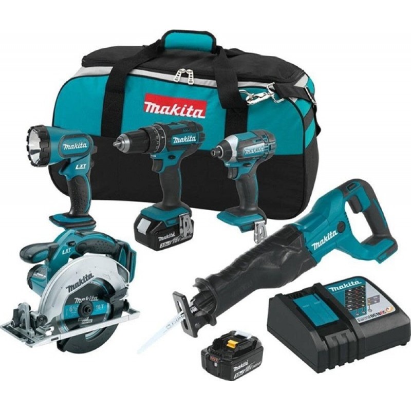 Makita 18V LXT Lithium-Ion Cordless Combo Kit (5-T...