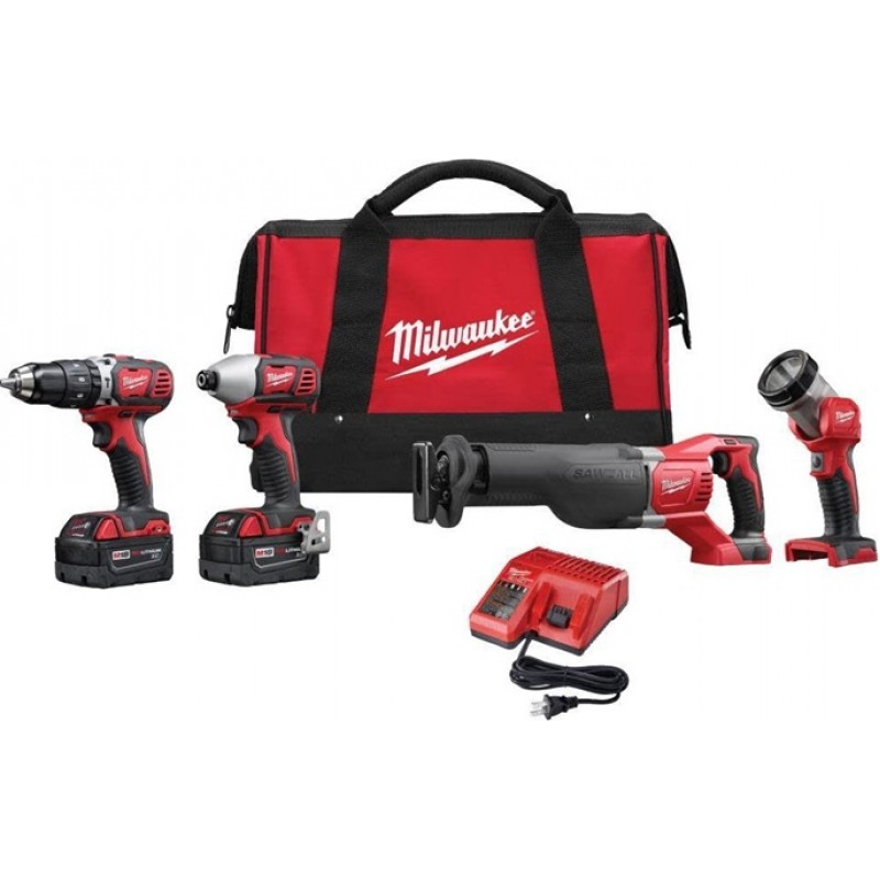 Milwaukee M18 Cordless Lithium-Ion 4-Tool Combo Ki...