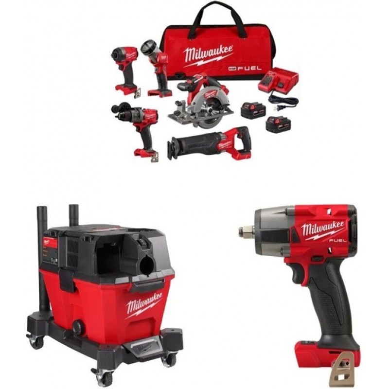 Milwaukee M18 FUEL 5-Tool Combo Kit, Wet/Dry Vacuu...
