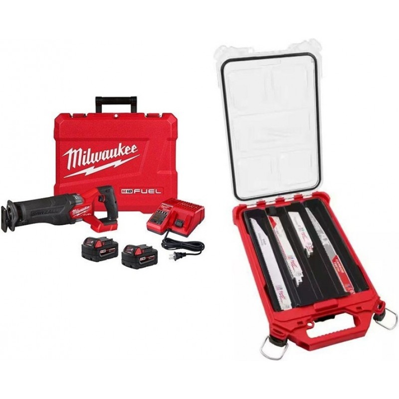 Milwaukee M18 Reciprocating Saw-(2) XC5.0, 15Piece...